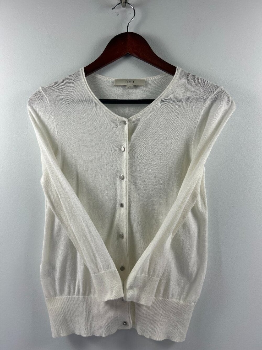 LOFT White Button Cardigan Sweater Size Small